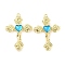 Rack Plating Alloy Pendants, with Glass, Cadmium Free & Nickel Free & Lead Free, Cross, Golden, 35.5x24.5x6mm, Hole: 1.4mm