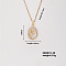 Elegant Vintage Brass Micro Pave Cubic Zirconia Oval with Flower Pendant Necklace for Women, Golden, 15.75 inch(400mm)