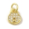 Brass Micro Pave Cubic Zirconia Charms, Cadmium Free & Nickel Free & Lead Free, Real 18K Gold Plated, Lock Charms, Clear, 9x7x1.5mm, Hole: 3mm