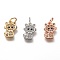 Brass Micro Pave Clear Cubic Zirconia Charms, Long-Lasting Plated, with Jump Ring, Cat, Mixed Color, 11.5x8x2mm, Jump Ring: 5x1mm, 3mm Inner Diameter