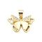 Brass Micro Pave Clear Cubic Zirconia Pendants, Cadmium Free & Lead Free, with Sythetic Opal, Butterfly, Real 18K Gold Plated, 12x18.5x3.5mm, Hole: 4x3.5mm