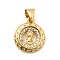 Brass Micro Pave Cubic Zirconia Charms, Ring with Virgin Mary, Lead Free & Cadmium Free, Long-Lasting Plated, Rack Plating, Real 18K Gold Plated, 15x12.5x2.5mm, Hole: 4x3.5mm