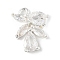 Brass Micro Pave Clear Cubic Zirconia Charms, Cadmium Free & Nickel Free & Lead Free, Flower, Silver, 14x11.5x3.5mm, Hole: 1.4mm