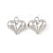 Heart Brass Pendants, Rack Plating, Long-Lasting Plated, Cadmium Free & Lead Free, Platinum, 19x20x10mm, Hole: 3mm