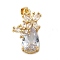 Rack Plating Brass Micro Pave Cubic Zirconia Pendants, Cadmium Free & Lead Free, Long-Lasting Plated, Real 18K Gold Plated, Teardrop, Clear, 20.5x15x8mm, Hole: 5x3.5mm
