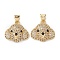 Brass Micro Pave Cubic Zirconia Pendants, Cadmium Free & Lead Free, Real 16K Gold Plated, Dog Charms, Clear, 16x17x6.5mm, Hole: 5x3.5mm