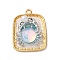 Light Gold Tone Alloy Enamel Pendants, with ABS Imitation Pearl and Glass, Rectangle Charms, Rack Plating, Crab, 30x22x6mm, Hole: 1.8mm