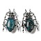 Dual-use Items Alloy Brooch, with Natural Crazy Agate, Spider, 49.5x35.5x15~16mm, Hole: 4x2.5mm