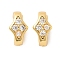 Brass Micro Pave Clear Cubic Zirconia Fold Over Clasps, Cadmium Free & Nickel Free & Lead Free, Star, Real 18K Gold Plated, 10x5.5x8mm