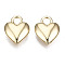 Rack Plating Alloy Charms, Cadmium Free & Lead Free, Heart, Light Gold, 14.5x11x3.5mm, Hole: 3mm
