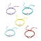 Adjustable Koran Waxed Polyester Cord Bracelets, 304 Stainless Steel Blank Photo Charms Bracelets, with Glass Cabochons, Stainless Steel Color, 0.4cm, Inner Diameter: 2-1/4~3-3/4 inch(5.8~9.4cm), Flat Round Tray: 12mm