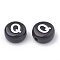 Opaque Acrylic Beads, Horizontal Hole, Alphabet Style, Flat Round, Letter.Q, 7x4mm, Hole: 1.5mm, about 3700pcs/500g