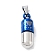 Alloy Pendants, Pill Charms, Blue, 30x9.5mm, Hole: 8.5x5mm