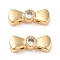 Brass Pave Clear Cubic Zirconia Bowknot Multi-Strand Links, Cadmium Free & Nickel Free & Lead Free, Real 18K Gold Plated, 5x13x3.5mm, Hole: 1mm