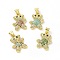 Brass Micro Pave Clear Cubic Zirconia Pendants, Cadmium Free & Lead Free, Bear, Mixed Color, 19x14x3mm, Hole: 3.5x5mm