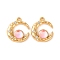 Alloy Crystal Rhinestone Pendants, Moon Charms, Pink, 17x16x4mm, Hole: 1.6mm