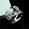 Heart Pattern Brass with Crystal Rhinestone Finger Rings for Women, Platinum, US Size 7(17.3mm)