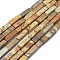 Natural Picture Jasper Beads Strands, Cuboid, 12.5~13.5x3~5x3~4.5mm, Hole: 1mm, about 30~32pcs/strand, 15.1~15.9 inch(38.5~40.5cm)