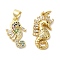Brass Micro Pave Cubic Zirconia Pendants, Cadmium Free & Nickel Free & Lead Free, Real 18K Gold Plated, Sea Horse, Mixed Color, 20x12x3mm, Hole: 5x3.5mm