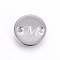 Tarnish Resistant 201 Stainless Steel Links connectors, Flat Round, Letter.M, Stainless Steel Color, 10x1mm, Hole: 1.5mm