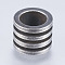 304 Stainless Steel Beads, Large Hole Beads, Column with Groove, Gunmetal, 10x10x8mm, Hole: 6.5mm