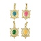 Brass Enamel Pendants, Long-Lasting Plated, Cadmium Free & Lead Free, Rack Plating, Real 18K Gold Plated, Tortoise Charm, Mixed Color, 29.5x17.5x5mm, Hole: 3.5x3mm