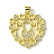 Mother's Day Brass Micro Pave Cubic Zirconia Pendants, Cadmium Free & Nickel Free & Lead Free, Heart with Word Mom, Real 18K Gold Plated, 25x25x2mm, Hole: 5x3.5mm