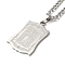 Non-Tarnish Rectangle with Virgin Mary
 Pendant Necklaces, 201 Stainless Steel Curb Chain Necklaces, Stainless Steel Color, 23.23 inch(59cm)
