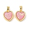 Resin Charms, Heart Charms, with Brass Findings, Golden, 13x11.5x4.5mm, Hole: 5x2.5mm