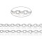 Tarnish Resistant 304 Stainless Steel Cable Chains, Soldered, with Card Paper, Flat Oval, Stainless Steel Color, Links: 4x3x0.8mm, about 32.8 Feet(10m)/card