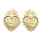 Brass with ABS Plastic Pearl Pendants, Heart with Cross, Real 18K Gold Plated, 31.5x22.5x11mm, Hole: 6.5x3.5mm