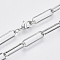 Brass Flat Oval Paperclip Chain Necklace Making, with Lobster Claw Clasps, Platinum, 24.01 inch(61cm), Link: 18x5.5x1mm