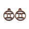 Walnut Wood Laser Cut Pendants, Hollow Constellation Charms, Undyed, Gemini, 24x20x2.5mm, Hole: 2.4mm