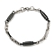 Two Tone 201 Stainless Steel Column & Infinity Link Chain Bracelet, 304 Stainless Steel Clasps, Black, 8-1/2 inch(21.5cm), Wide: 6mm