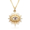 Brass Micro Pave Clear Cubic Zirconia Pendants Necklaces for Women, Evil Eye, Golden, 17.52 inch(44.5cm)