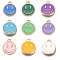 18Pcs 9 Colors Alloy Enamel Charms, Flat Round with Smiling Face, Mixed Color, 14.5x12x1.5mm, Hole: 1.5mm, 2pcs/color