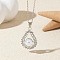 Alloy Crystal Rhinestone & Plastic Imitation Pearl Pendant Necklaces, Platinum, White, Teardrop, 17.72 inch(45cm)