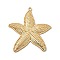 Brass Big Pendants, Cadmium Free & Nickel Free & Lead Free, Real 18K Gold Plated, Starfish, 63x60.5x3.5mm, Hole: 2.5mm