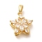 Brass Micro Pave Cubic Zirconia Pendents, Real 18K Gold Plated, Rack Plating, Lead Free & Cadmium Free, Star, 16x15x6.5mm, Hole: 4.5x2.5mm