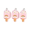 Printed Opaque Resin Pendants, Imitation Food, with Platinum Tone Iron Loops, Ice Cream Charms, Rainbow Pattern, Pink, 28.5x12.5x5mm, Hole: 2mm