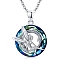 Alloy & Crystal Pendant Necklaces, Flat Round with Elf, Platinum, 19.69 inch(50cm)