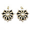 Brass Micro Pave Cubic Zirconia Pendants, with Enamel and Jump Ring, Nickel Free, Heart, Real 16K Gold Plated, Black, 28x25x6mm, Jump Ring: 5x1mm, Inner Diameter: 3mm