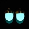 4Pcs Acorn Box Synthetic Luminous Stone Pendants, with Colorful Wooden Screwed Cap, for Small Favors Storage, 30x21mm, Hole: 1.6mm, Inner Diameter: 14x15mm