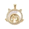 Brass Micro Pave Clear Cubic Zirconia Pendants, Cadmium Free & Lead Free, with Shell Charms, Mother's Day Collection, Real 18K Gold Plated, Cat Shape, 24x25.5x4mm, Hole: 3.5x4mm