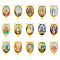 30Pcs 15 Colors Zinc Alloy Chandelier Component Links, 3 Loop Connectors, Rosary Centerpiece, Oval with Religion Human, Mixed Color, 23.5x14x3.5mm, Hole: 1.4mm, 2pcs/color