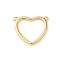 Brass Connector Charms, Cadmium Free & Nickel Free & Lead Free, Heart Links, Real 18K Gold Plated, 14x16.5x1.5mm, Hole: 1mm