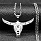 201 Stainless Steel Pendant Necklaces, Cattle, Stainless Steel Color, 23.62 inch(60cm)