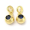 Brass with Cubic Zirconia Pendants, Cadmium Free & Lead Free, Round, Prussian Blue, 23.5x11x9.5mm, Hole: 5mm