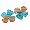 Transparent Resin & Walnut Wood Pendants, with Gold Foil, Flower, Dark Turquoise, 28x28x3mm, Hole: 2mm