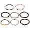8Pcs 8 Style Polymer Clay Heishi & Natural Pearl & Natural Sea Shell Beads Stretch Bracelets Set for Girl Women, Love & Heart Word Bracelets, Natural Sesame Jasper/Kiwi Jasper Beads Bracelets, Chunky Tube Beads Bracelets, Mixed Color, Inner Diameter: 2-1/8~2-3/8 inch(5.4~6.1cm), 1pc/style
